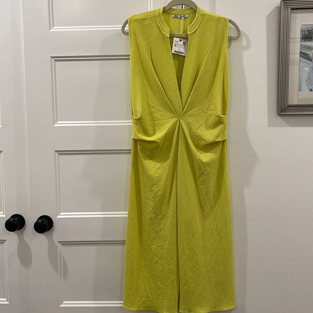 Zara Lime Midi Dress NWT